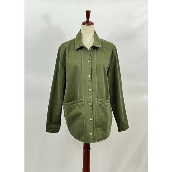 SEZANE Sz L Large Olive Green Will Jacket Coat Cotton - Picture 7 of 11